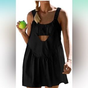 Women’s Tennis Mini Dress Built-In Bra Backless Golf Dress Size S